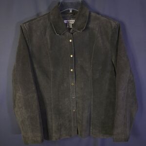 A.M.I. Leather Button Down‎ Jacket Brown Womens Size XL Western Business Casual